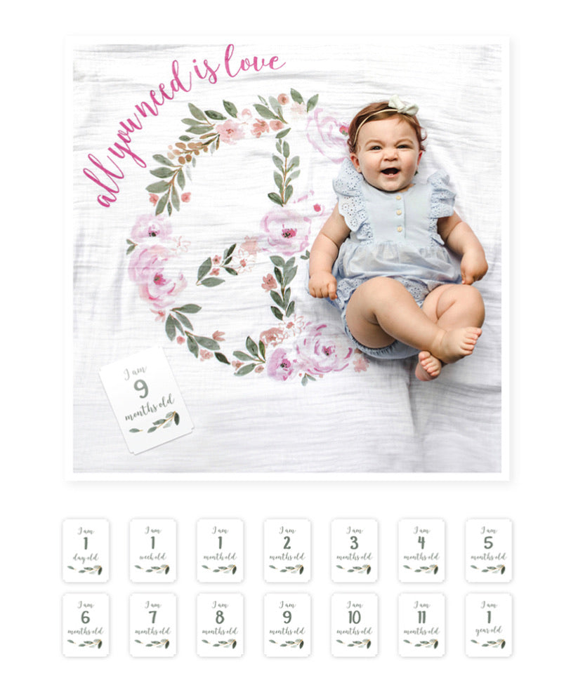 Lulujo Baby’s First Year Blanket and Cards Set